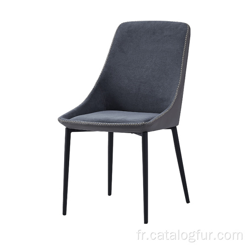 Chaise de salle à manger en velours d&#39;acier inoxydable argenté moderne de style européen